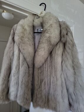 Saga Furs Cream and Light Gray Fox Fur Jacket